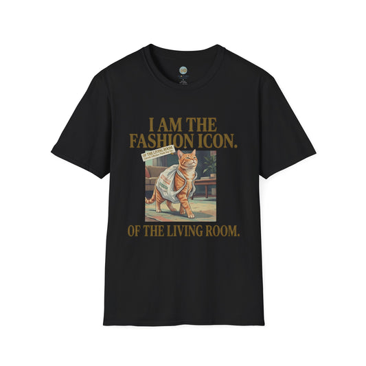 I Am The Fashion Icon Of The Living Room T-Shirt | Orange Cat in Plastic Bag | Gildan Softstyle 64000