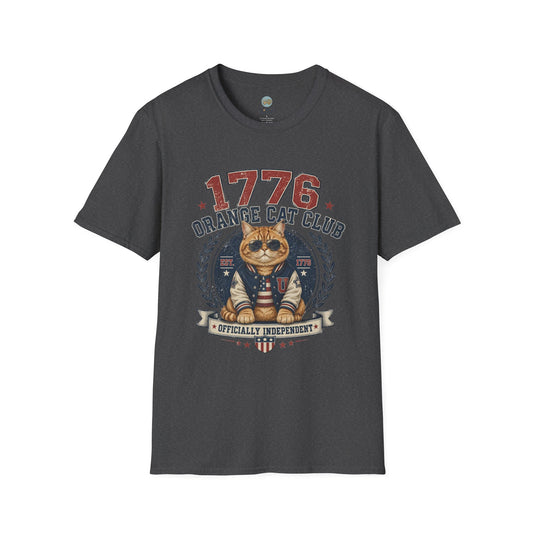 1776 Orange Cat Club T-Shirt | Officially Independent American Cat Design | Gildan Softstyle 64000
