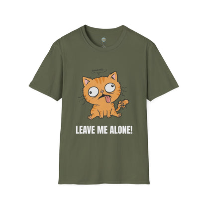 Leave Me Alone Orange Cat T-Shirt | Funny Ginger Cat Meme Slogan Tee | Gildan Softstyle 64000