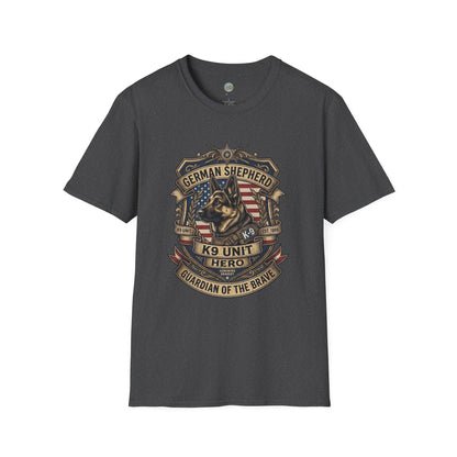 German Shepherd T-Shirt | K9 Unit Est. 1908 - Hero Police Dog Design for GSD Lovers | Gildan Softstyle 64000 Premium Tee