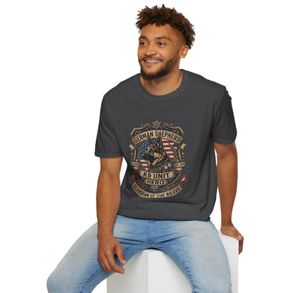 German Shepherd T-Shirt | K9 Unit Est. 1908 - Hero Police Dog Design for GSD Lovers | Gildan Softstyle 64000 Premium Tee