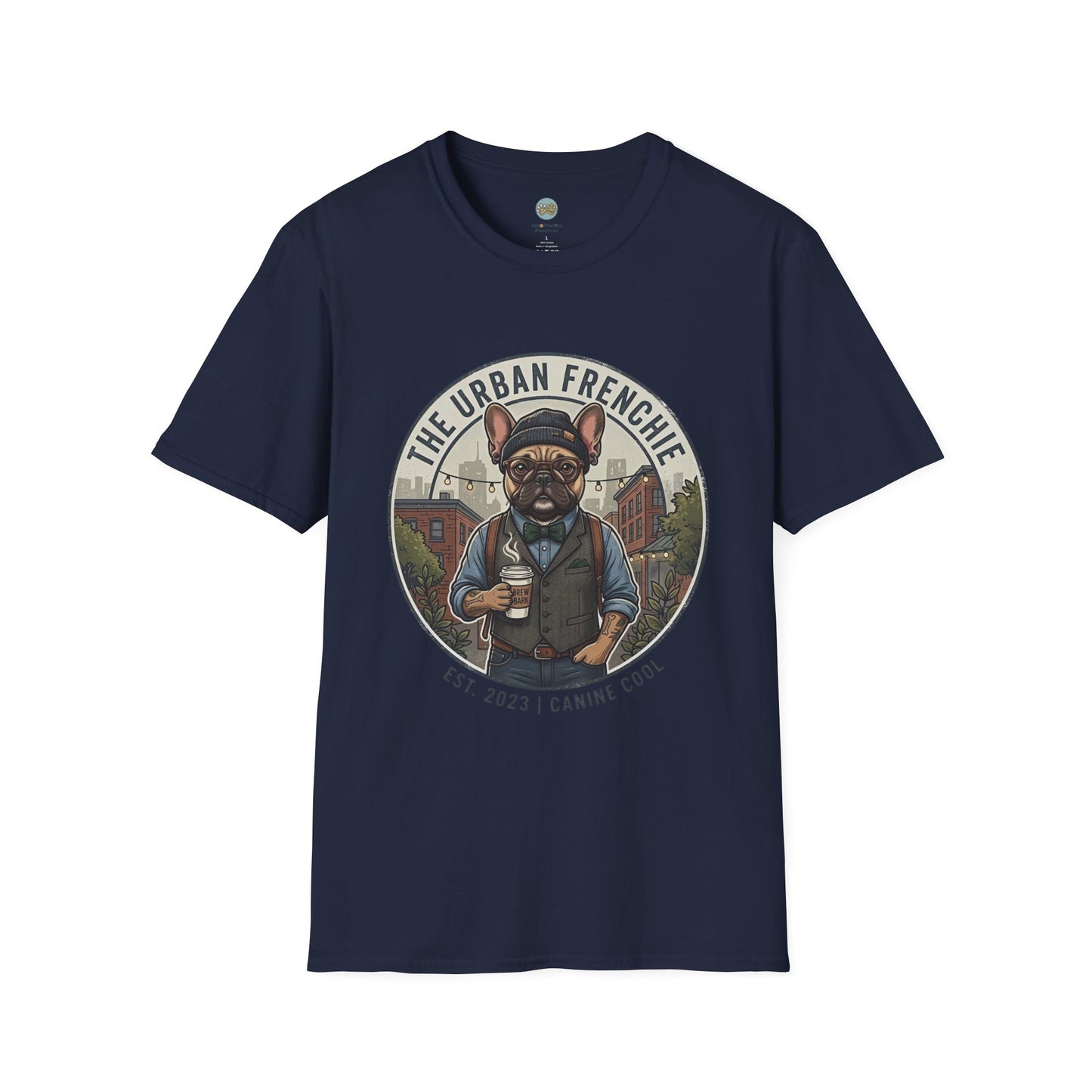 The Urban Frenchie T-Shirt | French Bulldog in City Attire | Gildan Softstyle 64000 Premium Tee