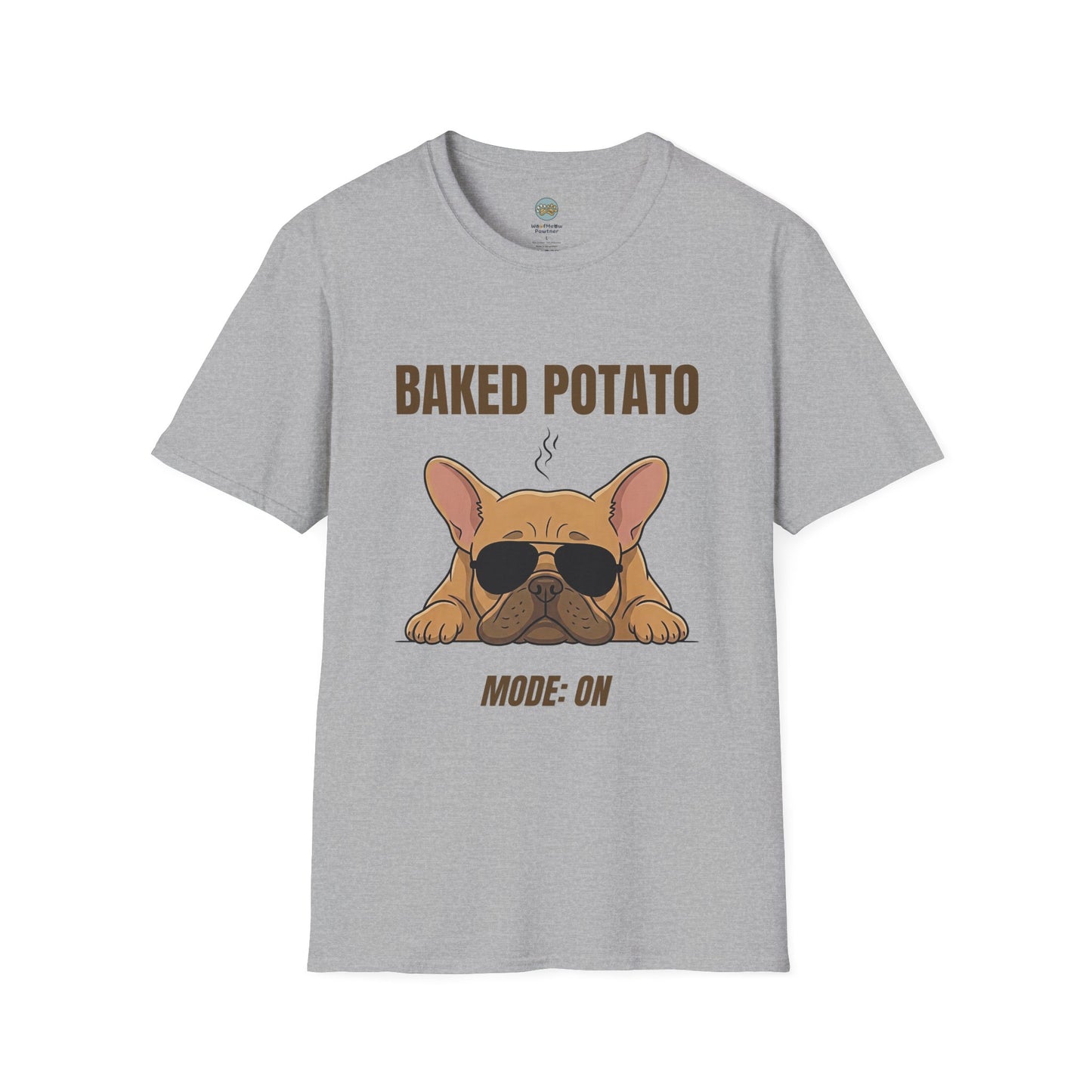 Baked Potato Mode ON French Bulldog T-Shirt | Frenchie Sunbathing Like a Potato | Gildan Softstyle 64000