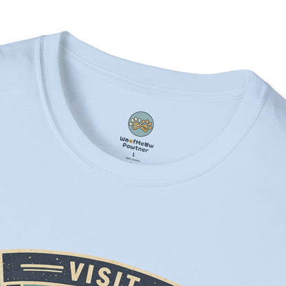 French Bulldog National Park T-Shirt | Vintage Badge Design with Mountains and Sunset for Dog Lovers | Gildan Softstyle 64000 Premium Tee