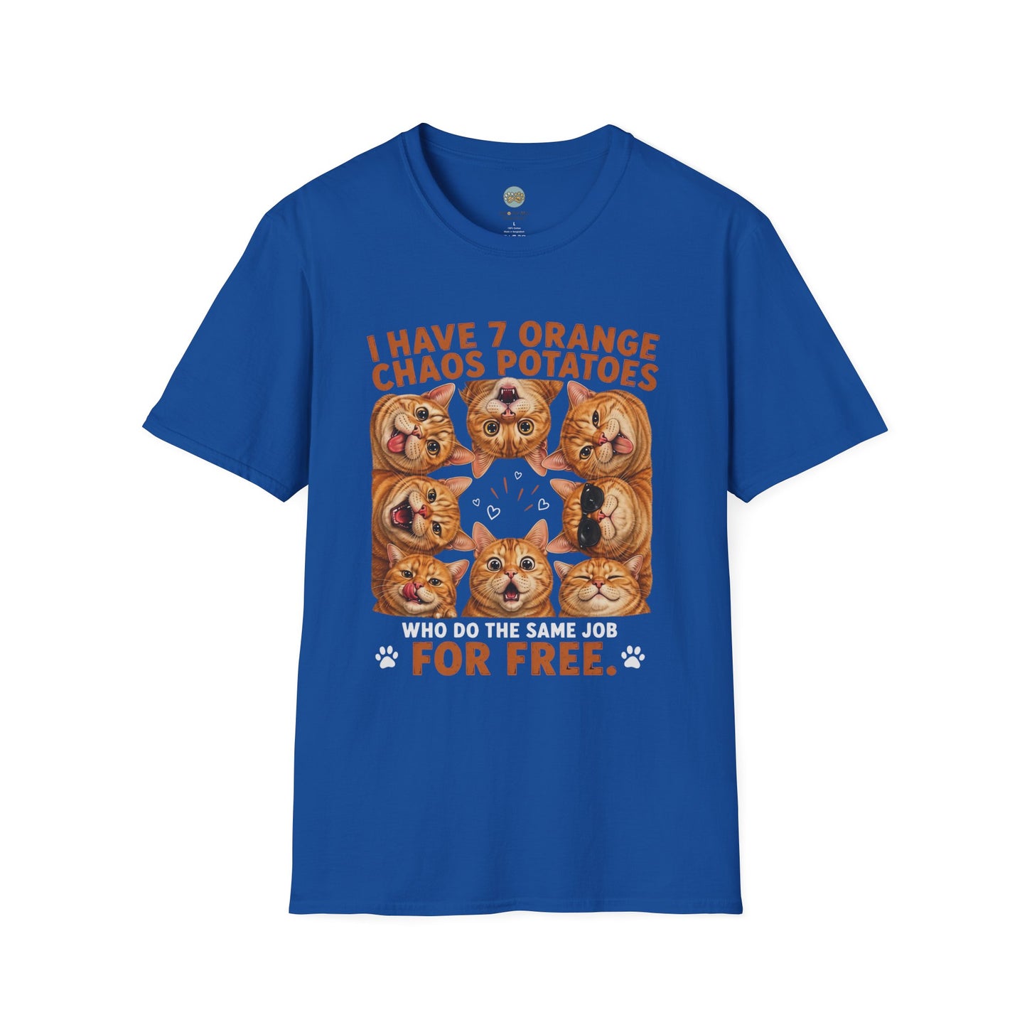 I Have 7 Orange Chaos Potatoes T-Shirt | Orange Cat Squad | Gildan Softstyle 64000