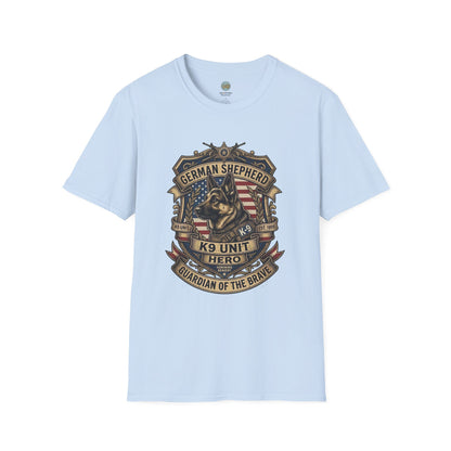 German Shepherd T-Shirt | K9 Unit Est. 1908 - Hero Police Dog Design for GSD Lovers | Gildan Softstyle 64000 Premium Tee