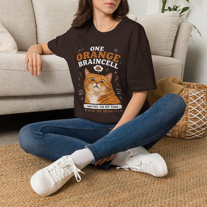 One Orange Braincell Waiting For My Turn T-Shirt | Orange Cat Meme | Gildan Softstyle 64000
