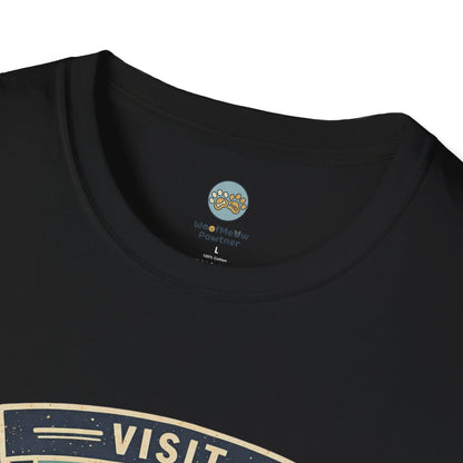 French Bulldog National Park T-Shirt | Vintage Badge Design with Mountains and Sunset for Dog Lovers | Gildan Softstyle 64000 Premium Tee