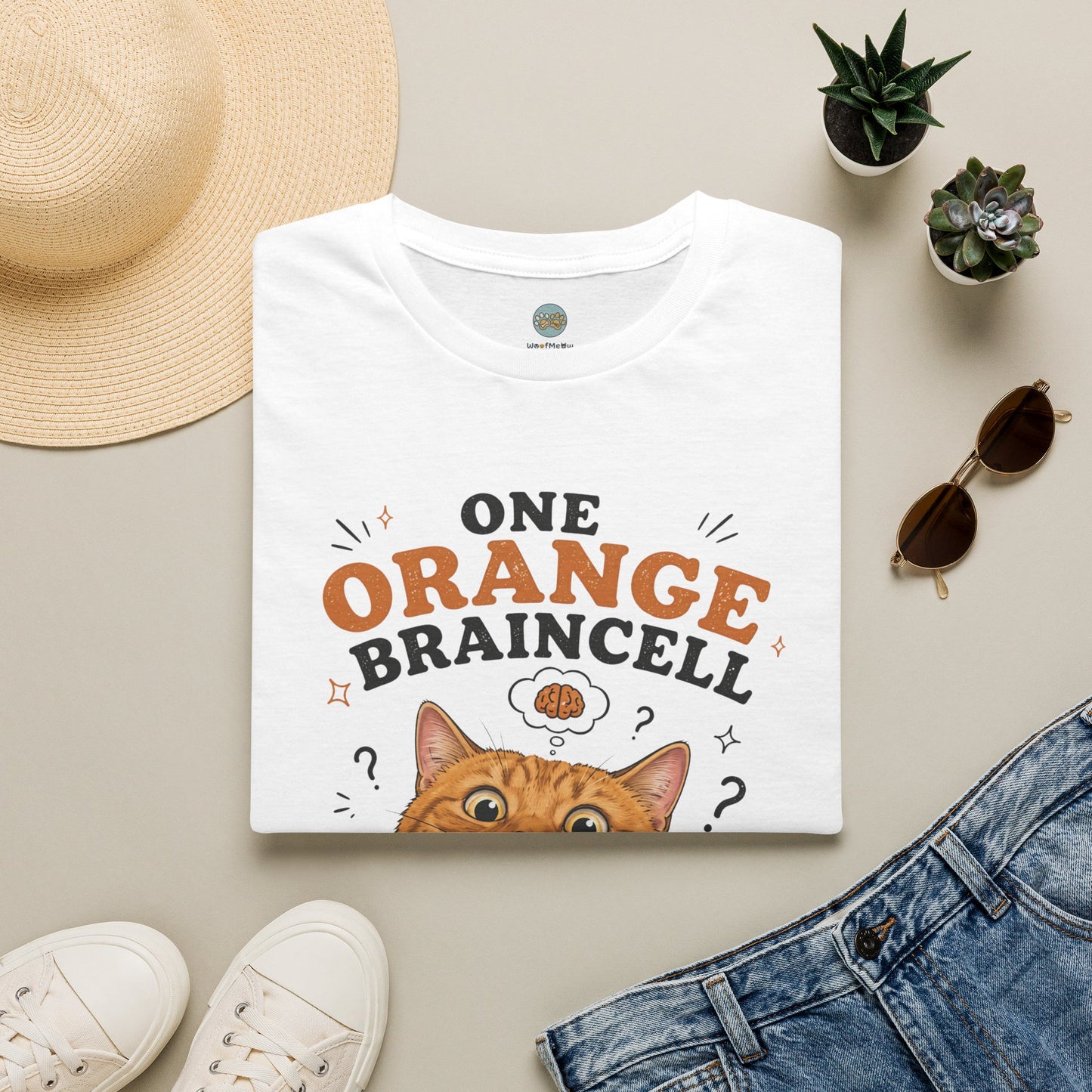 One Orange Braincell Waiting For My Turn T-Shirt | Orange Cat Meme | Gildan Softstyle 64000
