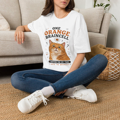 One Orange Braincell Waiting For My Turn T-Shirt | Orange Cat Meme | Gildan Softstyle 64000