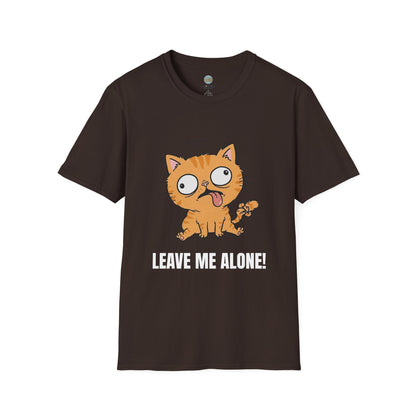 Leave Me Alone Orange Cat T-Shirt | Funny Ginger Cat Meme Slogan Tee | Gildan Softstyle 64000