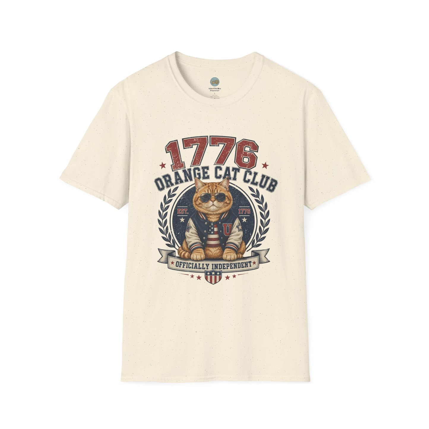 1776 Orange Cat Club T-Shirt | Officially Independent American Cat Design | Gildan Softstyle 64000