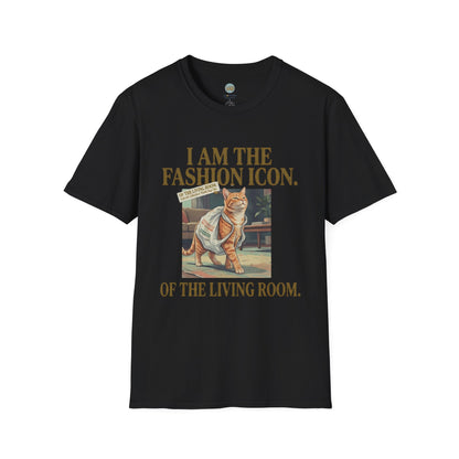 I Am The Fashion Icon Of The Living Room T-Shirt | Orange Cat in Plastic Bag | Gildan Softstyle 64000