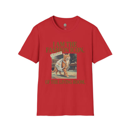 I Am The Fashion Icon Of The Living Room T-Shirt | Orange Cat in Plastic Bag | Gildan Softstyle 64000