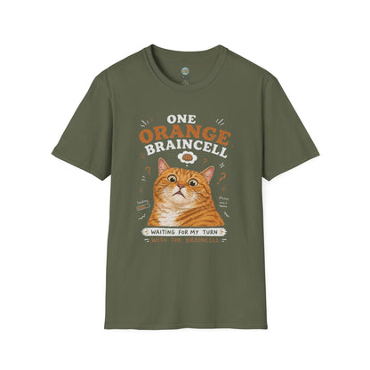 One Orange Braincell Waiting For My Turn T-Shirt | Orange Cat Meme | Gildan Softstyle 64000