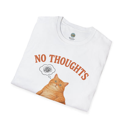 No Thoughts Head Empty Just Vibes T-Shirt | Orange Cat Blank Stare | Gildan Softstyle 64000