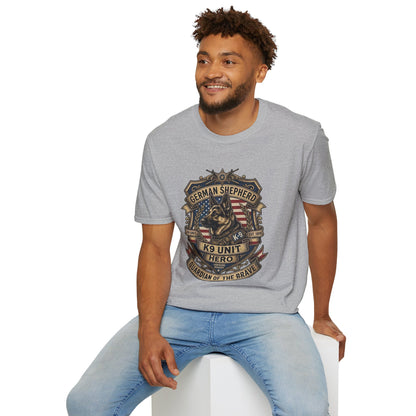 German Shepherd T-Shirt | K9 Unit Est. 1908 - Hero Police Dog Design for GSD Lovers | Gildan Softstyle 64000 Premium Tee