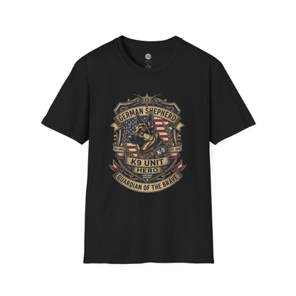 German Shepherd T-Shirt | K9 Unit Est. 1908 - Hero Police Dog Design for GSD Lovers | Gildan Softstyle 64000 Premium Tee