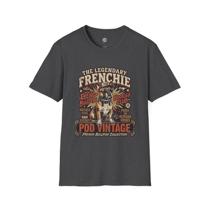 The Legendary Frenchie Vintage Bootleg T-Shirt | French Bulldog Bad to the Bone | Gildan Softstyle 64000 Premium Tee