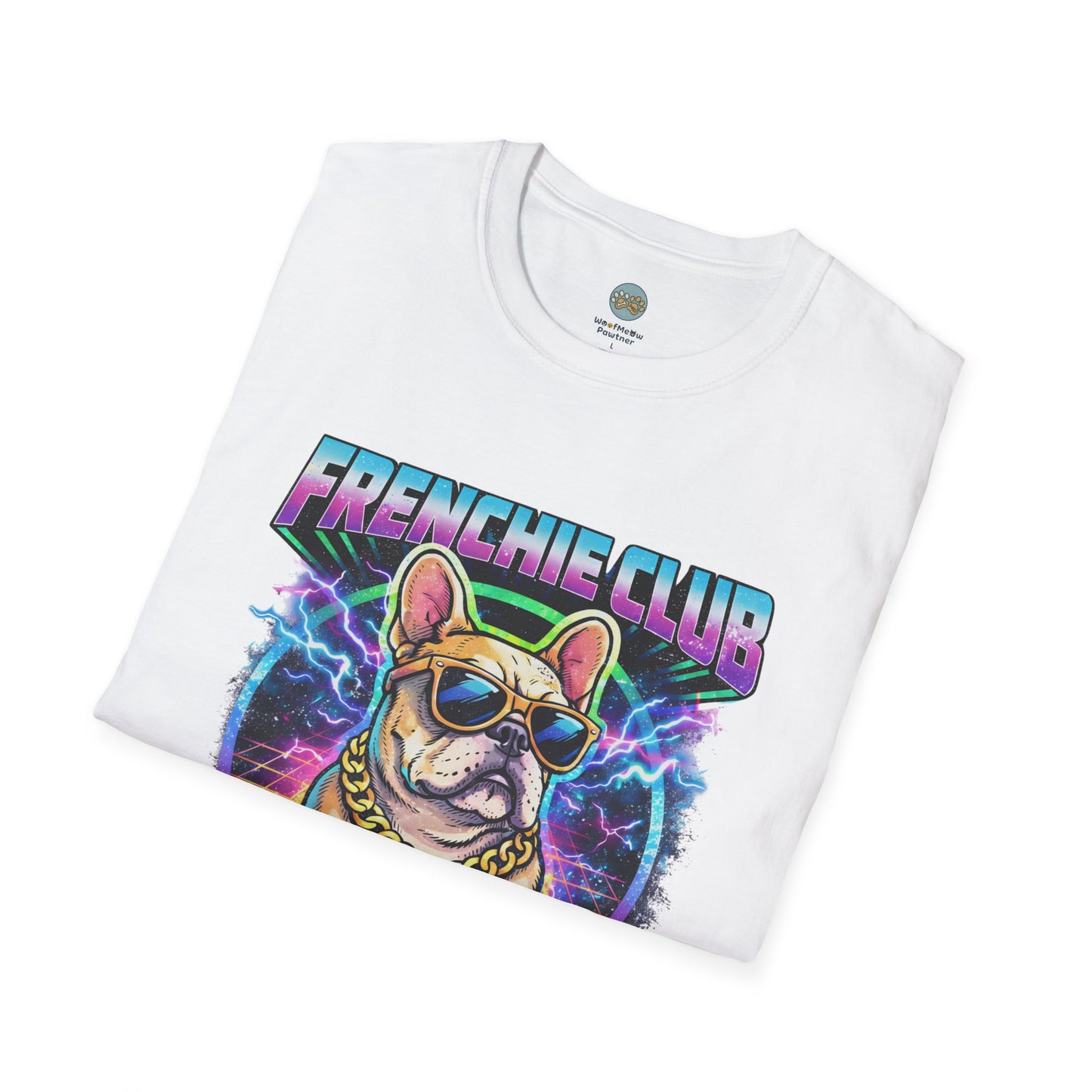 Frenchie Club T-Shirt | “Small Dog Big Attitude” Retro Neon French Bulldog Tee | Gildan Softstyle 64000 Premium Tee