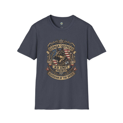 German Shepherd T-Shirt | K9 Unit Est. 1908 - Hero Police Dog Design for GSD Lovers | Gildan Softstyle 64000 Premium Tee