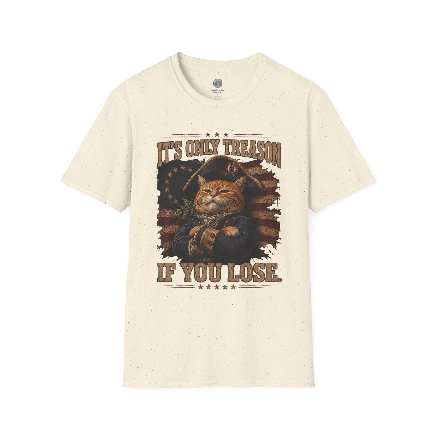 It's Only Treason If You Lose 4th of July T-Shirt | Orange Cat Revolutionary Design | Gildan Softstyle 64000