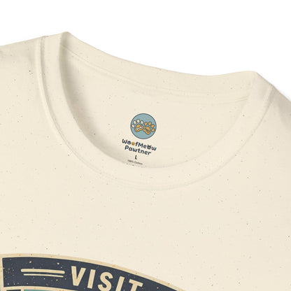 French Bulldog National Park T-Shirt | Vintage Badge Design with Mountains and Sunset for Dog Lovers | Gildan Softstyle 64000 Premium Tee