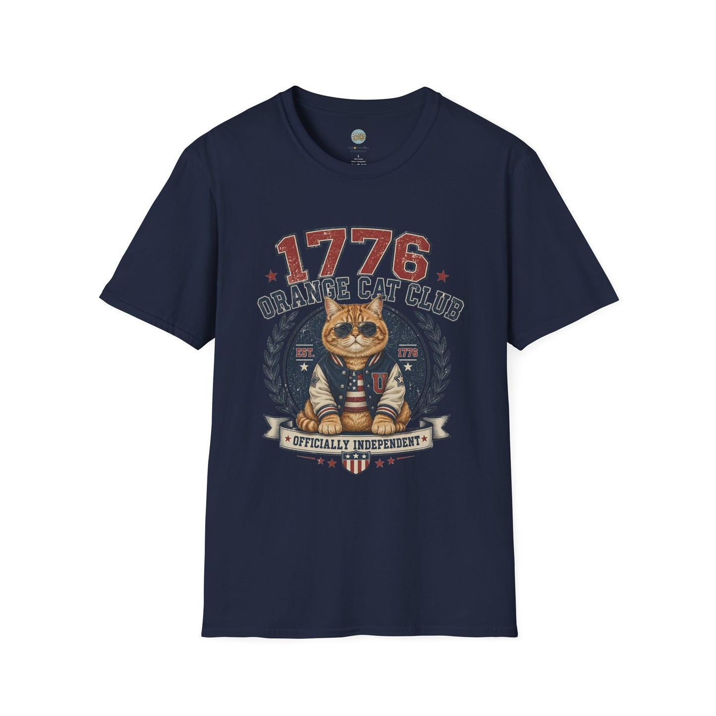 1776 Orange Cat Club T-Shirt | Officially Independent American Cat Design | Gildan Softstyle 64000