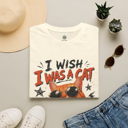 I Wish I Was A Cat T-Shirt | No Work No School Just Meow Meow | Gildan Softstyle 64000