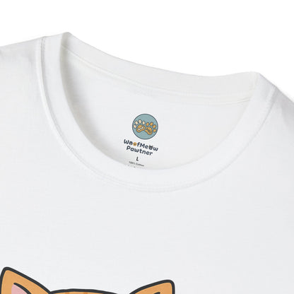 Big Eyes No Brain Orange Cat T-Shirt | Funny Ginger Cat Meme Slogan Tee | Gildan Softstyle 64000
