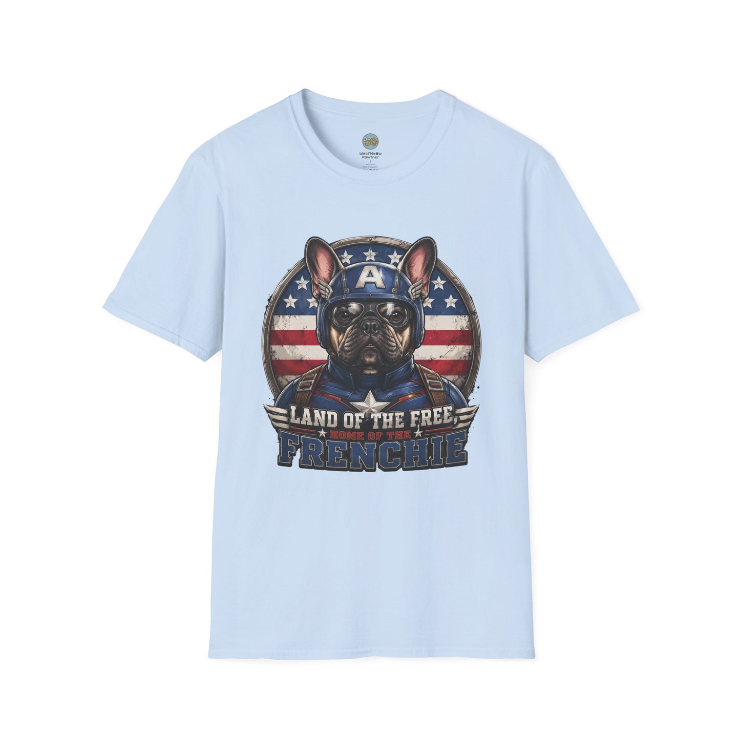 Land of the Free Home of the Frenchie T-Shirt | 4th of July French Bulldog | Gildan Softstyle 64000