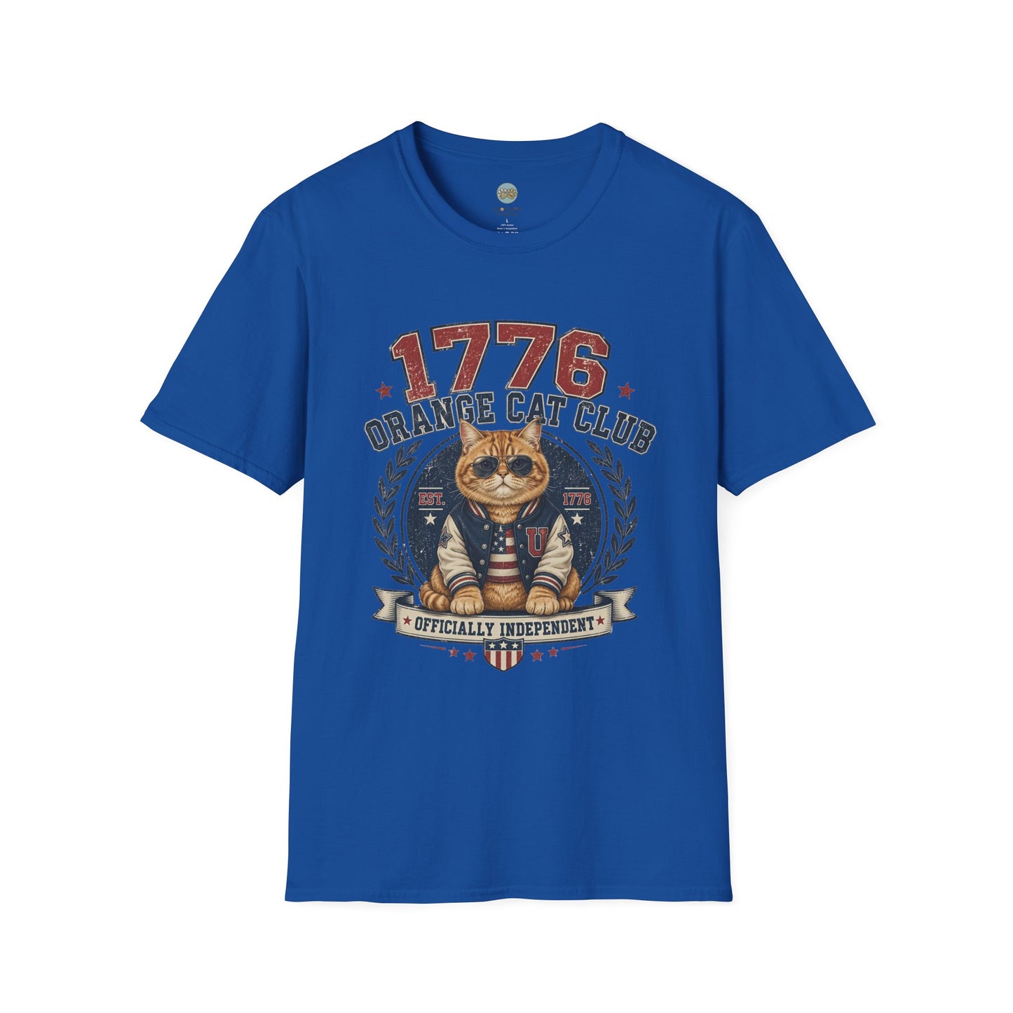 1776 Orange Cat Club T-Shirt | Officially Independent American Cat Design | Gildan Softstyle 64000