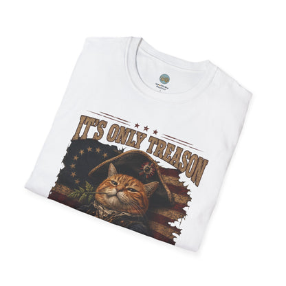 It's Only Treason If You Lose 4th of July T-Shirt | Orange Cat Revolutionary Design | Gildan Softstyle 64000