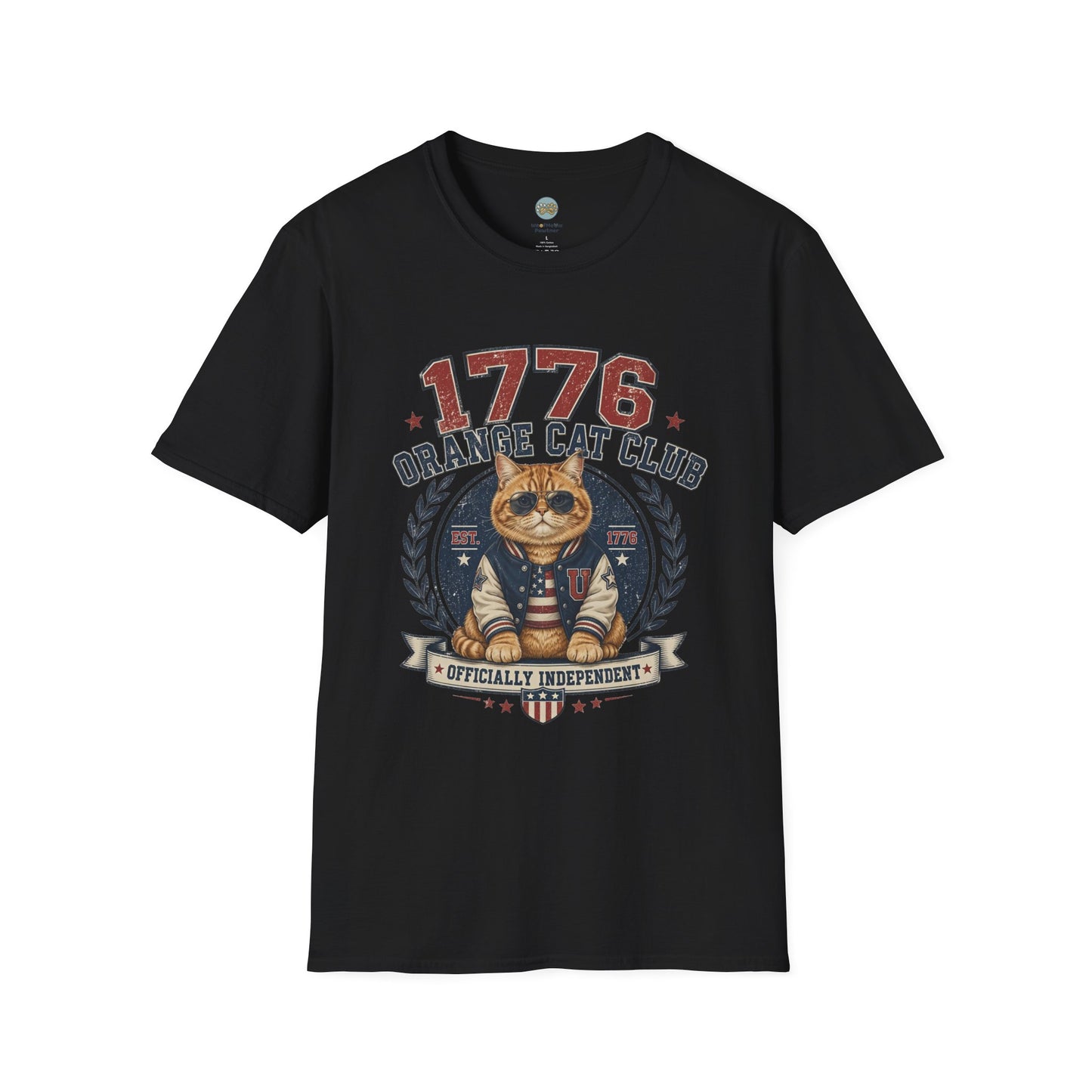 1776 Orange Cat Club T-Shirt | Officially Independent American Cat Design | Gildan Softstyle 64000