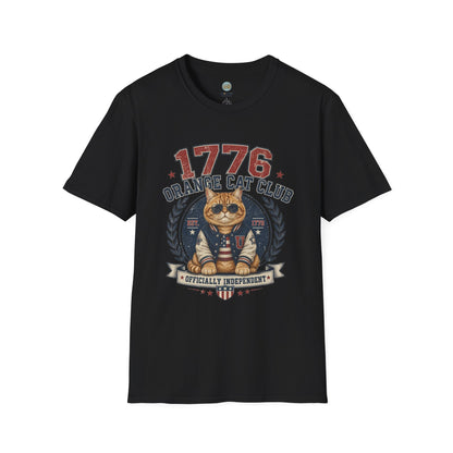 1776 Orange Cat Club T-Shirt | Officially Independent American Cat Design | Gildan Softstyle 64000