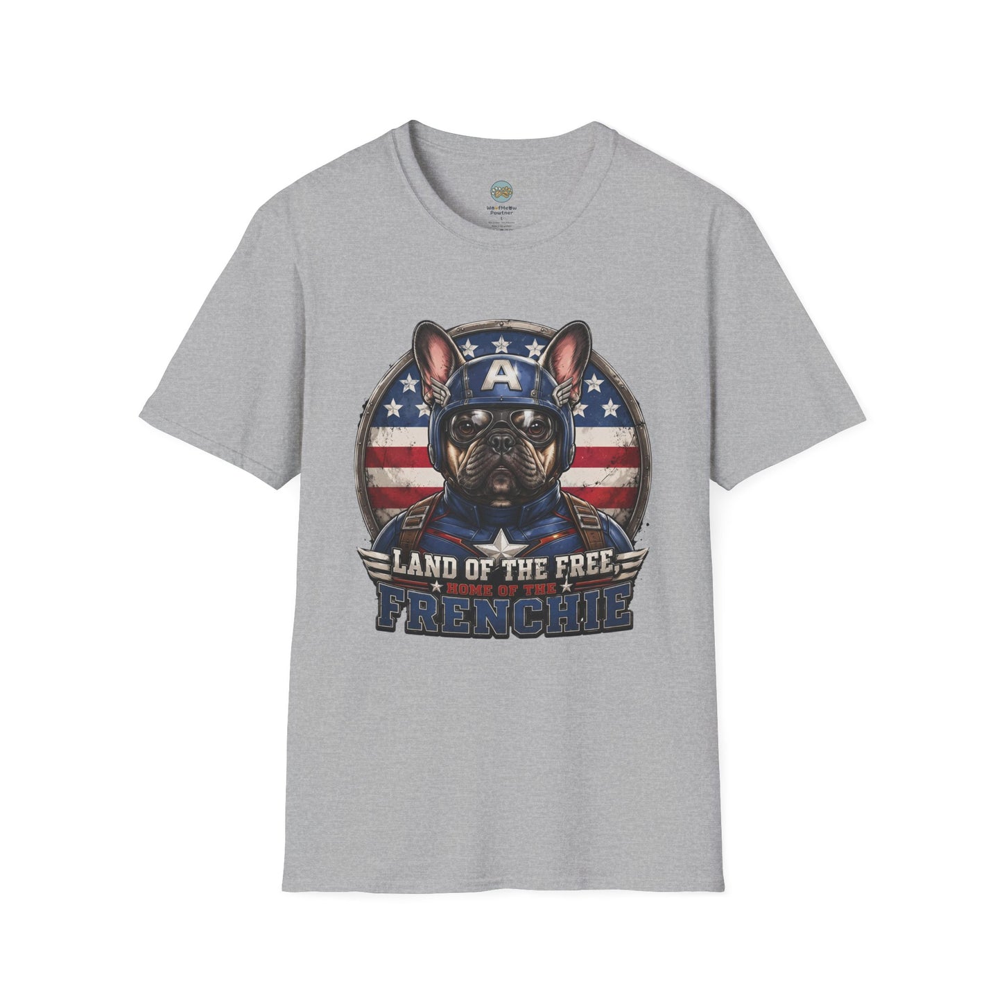 Land of the Free Home of the Frenchie T-Shirt | 4th of July French Bulldog | Gildan Softstyle 64000