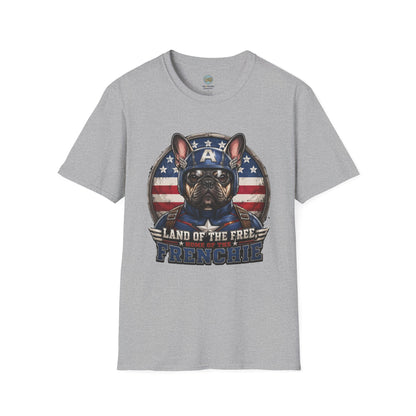 Land of the Free Home of the Frenchie T-Shirt | 4th of July French Bulldog | Gildan Softstyle 64000