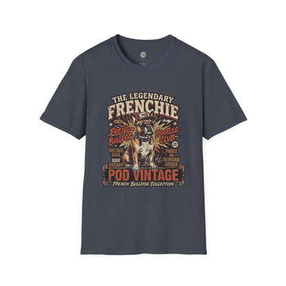 The Legendary Frenchie Vintage Bootleg T-Shirt | French Bulldog Bad to the Bone | Gildan Softstyle 64000 Premium Tee