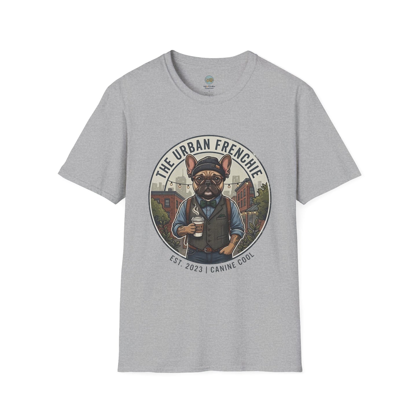 The Urban Frenchie T-Shirt | French Bulldog in City Attire | Gildan Softstyle 64000 Premium Tee