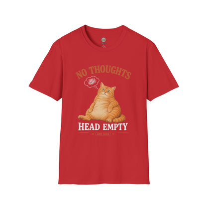 No Thoughts Head Empty Just Vibes T-Shirt | Orange Cat Blank Stare | Gildan Softstyle 64000