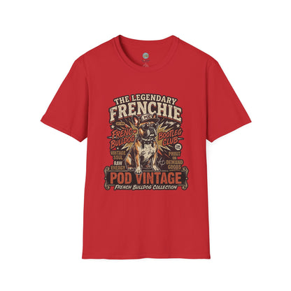 The Legendary Frenchie Vintage Bootleg T-Shirt | French Bulldog Bad to the Bone | Gildan Softstyle 64000 Premium Tee