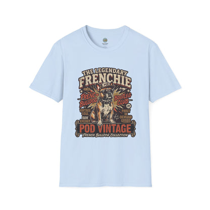 The Legendary Frenchie Vintage Bootleg T-Shirt | French Bulldog Bad to the Bone | Gildan Softstyle 64000 Premium Tee