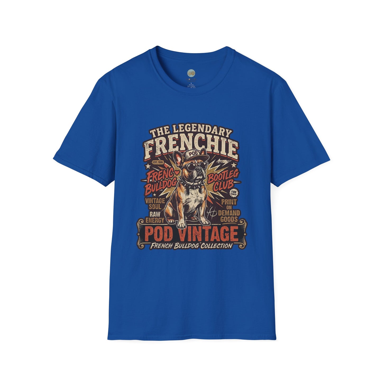 The Legendary Frenchie Vintage Bootleg T-Shirt | French Bulldog Bad to the Bone | Gildan Softstyle 64000 Premium Tee