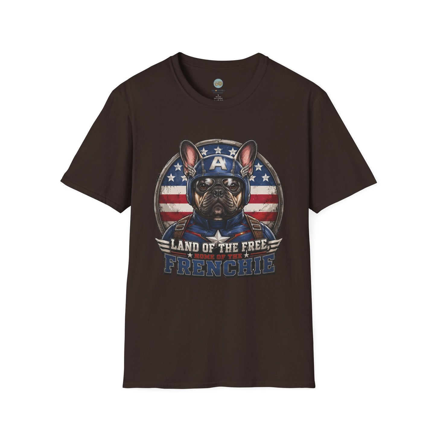 Land of the Free Home of the Frenchie T-Shirt | 4th of July French Bulldog | Gildan Softstyle 64000