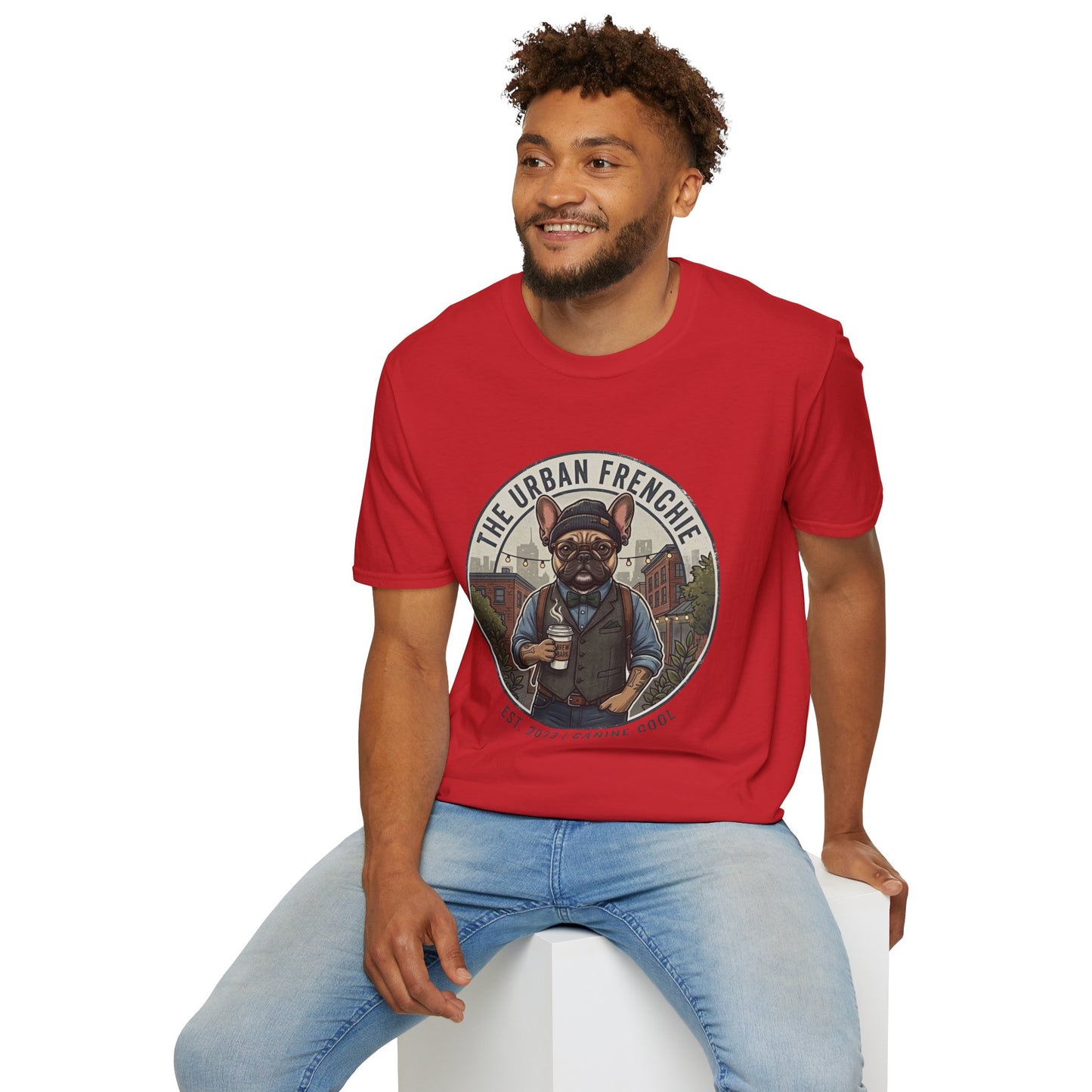 The Urban Frenchie T-Shirt | French Bulldog in City Attire | Gildan Softstyle 64000 Premium Tee