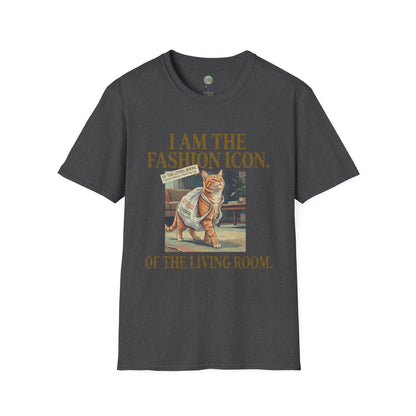 I Am The Fashion Icon Of The Living Room T-Shirt | Orange Cat in Plastic Bag | Gildan Softstyle 64000