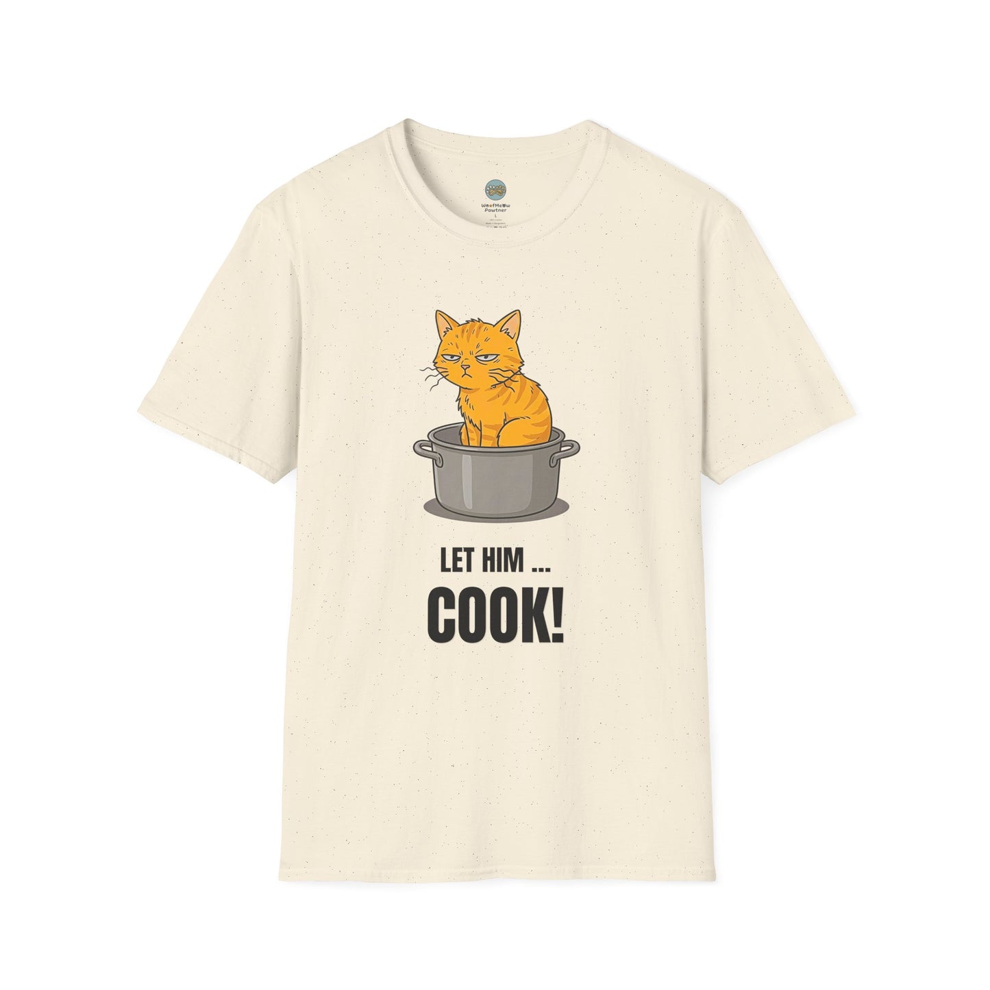 Let Him Cook Orange Cat T-Shirt | Funny Cat Sitting in Pot Meme Tee | Gildan Softstyle 64000