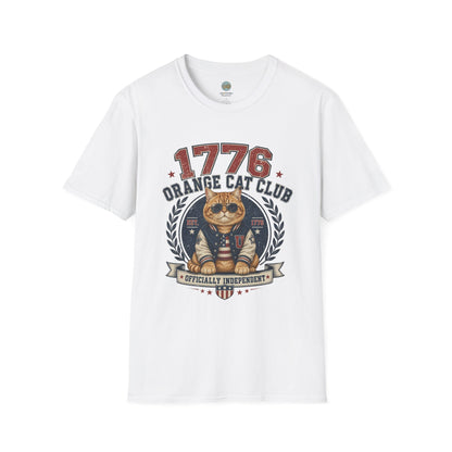 1776 Orange Cat Club T-Shirt | Officially Independent American Cat Design | Gildan Softstyle 64000
