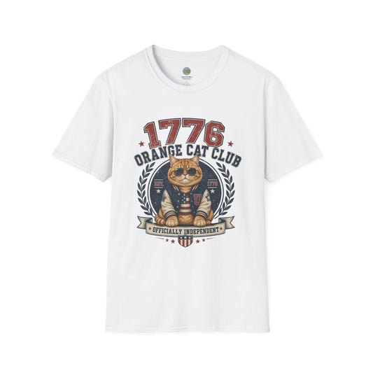 1776 Orange Cat Club T-Shirt | Officially Independent American Cat Design | Gildan Softstyle 64000