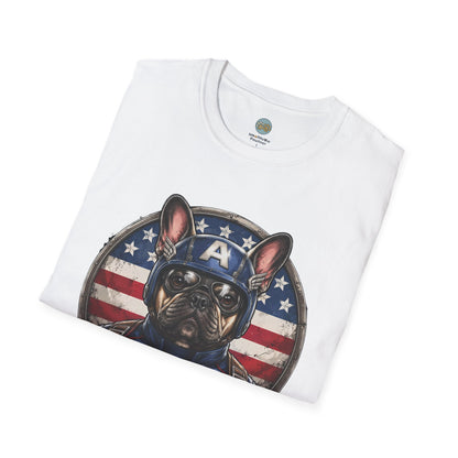 Land of the Free Home of the Frenchie T-Shirt | 4th of July French Bulldog | Gildan Softstyle 64000
